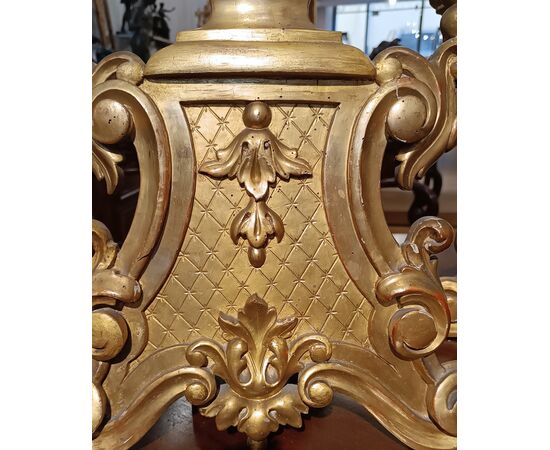 PAIR OF GILDED WOOD CANDELABRA, MID-18TH CENTURY
