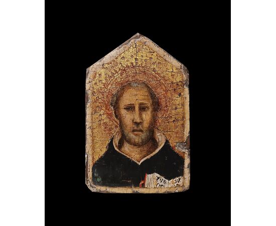 TAVOLETTA LIGNEA A FONDO ORO CON SAN TOMMASO D’AQUINO FINE XIV-INIZI XV SECOLO