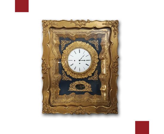 GILT WALL CLOCK WITH CARILLON, EARLY 19TH CENTURY