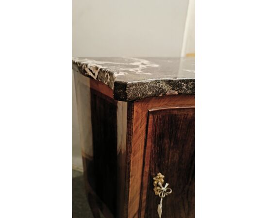Bow-front bedside table with marble top, late 18th century