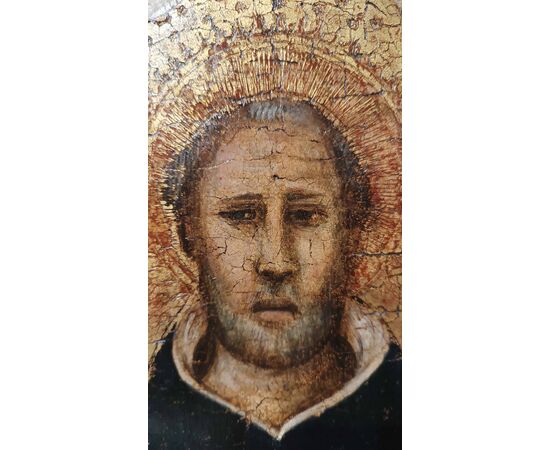 TAVOLETTA LIGNEA A FONDO ORO CON SAN TOMMASO D’AQUINO FINE XIV-INIZI XV SECOLO