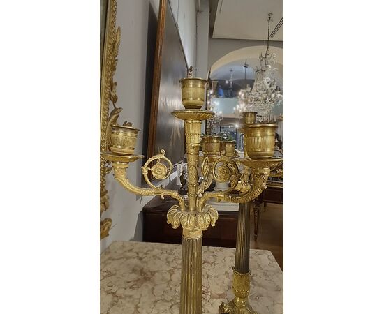 Pair of Charles X bronze candlesticks