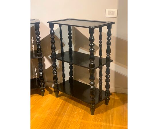 PAIR OF EBONIZED WOOD ÉTAGÈRES, 19TH CENTURY