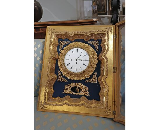 GILT WALL CLOCK WITH CARILLON, EARLY 19TH CENTURY