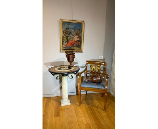 NEOCLASSICAL TABLE IN MARBLE AND SCAGLIOLA LATE 19TH CENTURY