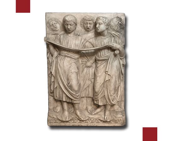 SINGING ANGELS, PLASTER BAS-RELIEF BY LUCA DELLA ROBBIA, LATE 19TH CENTURY