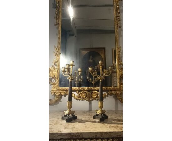 Pair of Charles X bronze candlesticks