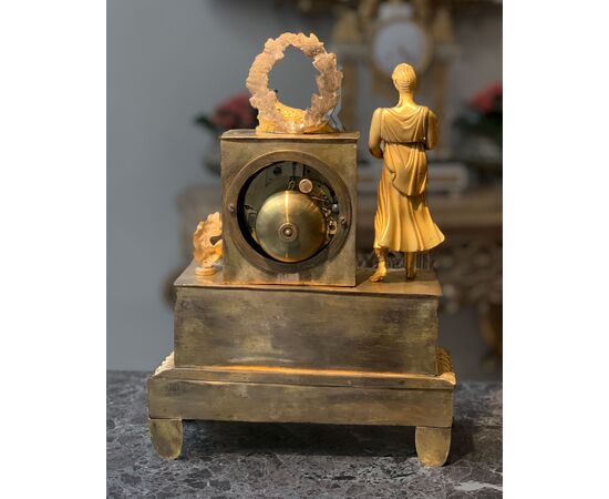 Neoclassical table clock with shepherd boy, 18th century