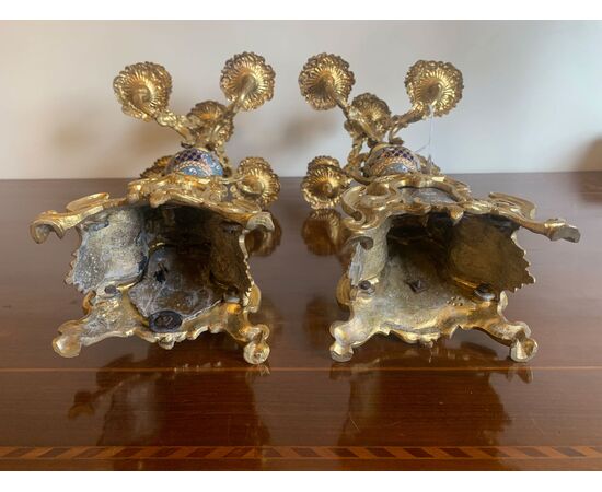 PAIR OF NINETEENTH CENTURY CANDELABRA WITH GLASSONNÉ INSERTS