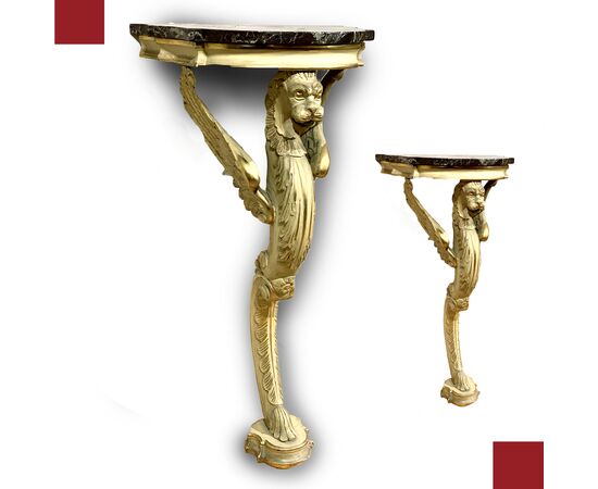 PAIR OF CARVED CONSOLES 19TH CENTURY