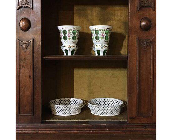 Pair of Ginori porcelain baskets, 18th century