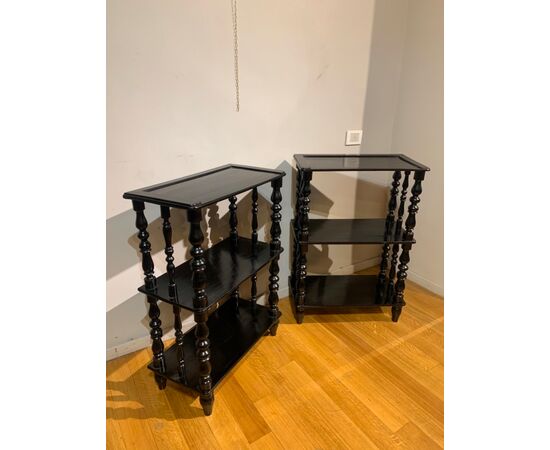 PAIR OF EBONIZED WOOD ÉTAGÈRES, 19TH CENTURY