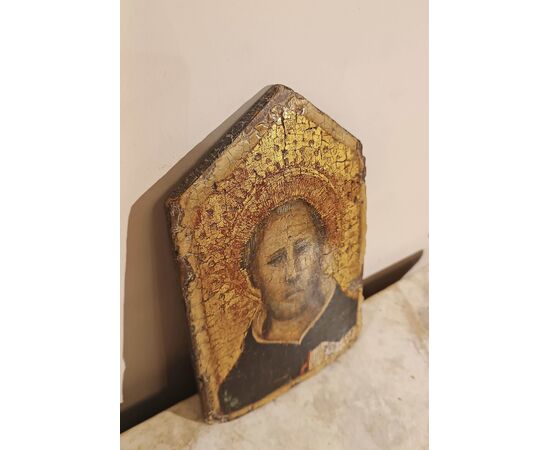 TAVOLETTA LIGNEA A FONDO ORO CON SAN TOMMASO D’AQUINO FINE XIV-INIZI XV SECOLO