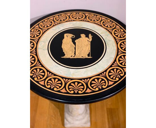 NEOCLASSICAL TABLE IN MARBLE AND SCAGLIOLA LATE 19TH CENTURY
