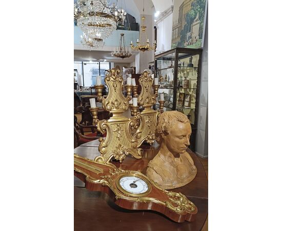 PAIR OF GILDED WOOD CANDELABRA, MID-18TH CENTURY