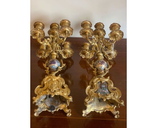 PAIR OF NINETEENTH CENTURY CANDELABRA WITH GLASSONNÉ INSERTS
