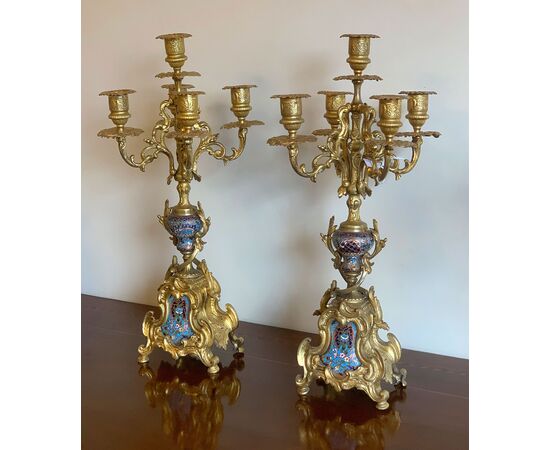 PAIR OF NINETEENTH CENTURY CANDELABRA WITH GLASSONNÉ INSERTS