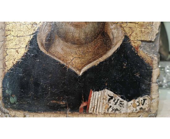TAVOLETTA LIGNEA A FONDO ORO CON SAN TOMMASO D’AQUINO FINE XIV-INIZI XV SECOLO