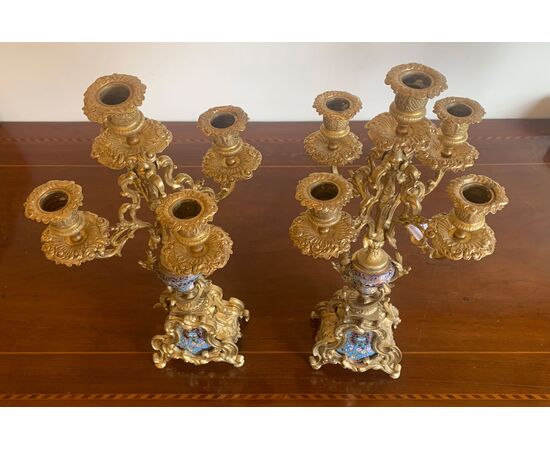 PAIR OF NINETEENTH CENTURY CANDELABRA WITH GLASSONNÉ INSERTS