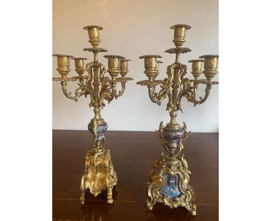 PAIR OF NINETEENTH CENTURY CANDELABRA WITH GLASSONNÉ INSERTS