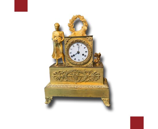 Neoclassical table clock with shepherd boy, 18th century
