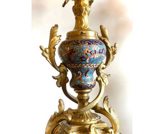PAIR OF NINETEENTH CENTURY CANDELABRA WITH GLASSONNÉ INSERTS