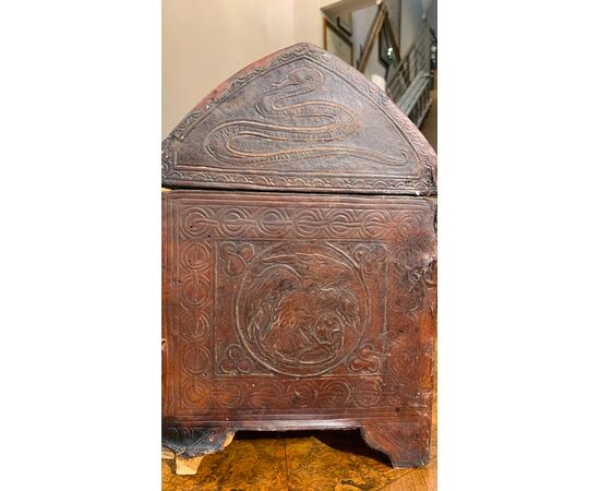 17th century leather candle holder chest