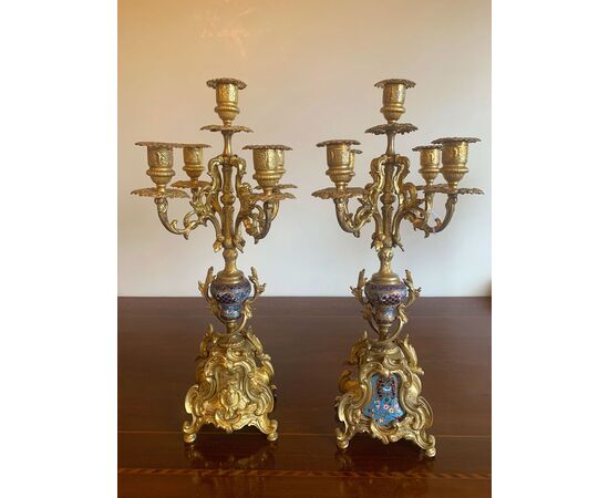 PAIR OF NINETEENTH CENTURY CANDELABRA WITH GLASSONNÉ INSERTS