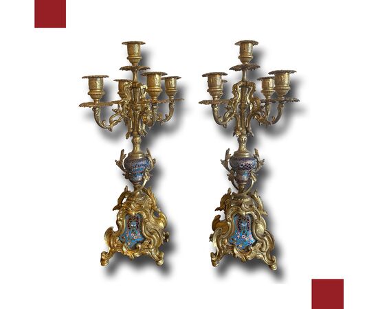 PAIR OF NINETEENTH CENTURY CANDELABRA WITH GLASSONNÉ INSERTS