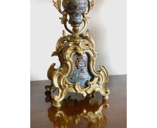 PAIR OF NINETEENTH CENTURY CANDELABRA WITH GLASSONNÉ INSERTS