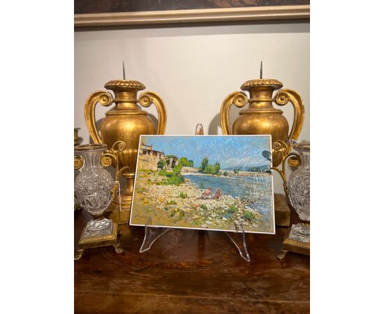 'ON THE ARNO IN ROVEZZANO', OIL ON PANEL, 20TH CENTURY