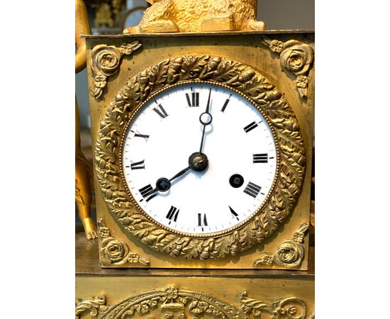 Neoclassical table clock with shepherd boy, 18th century