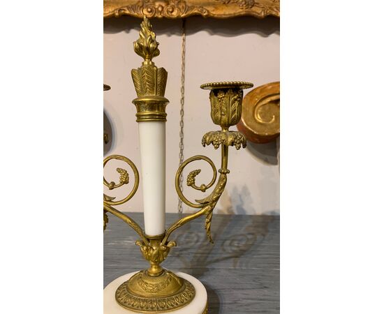 CLOCK AND CANDELABRA TRIPTYCH MID-19TH CENTURY