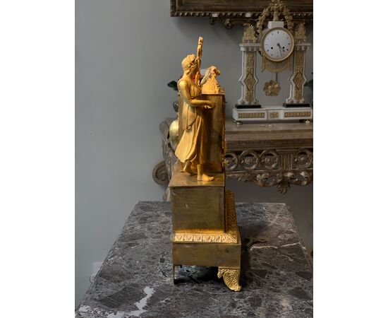 Neoclassical table clock with shepherd boy, 18th century