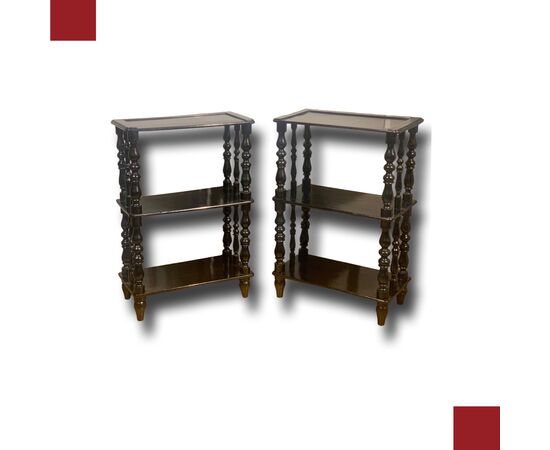 PAIR OF EBONIZED WOOD ÉTAGÈRES, 19TH CENTURY