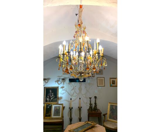 Chandelier with fruit in glass, late 19th century