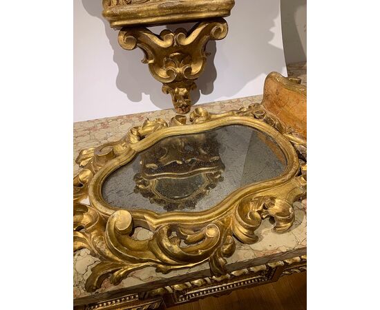 PAIR OF MID-18TH CENTURY MIRRORS WITH SHELF