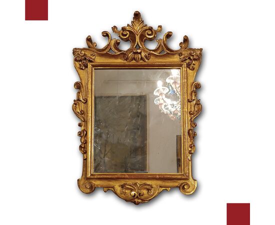SMALL GILT WOOD MIRROR SECOND HALF 18TH CENTURY