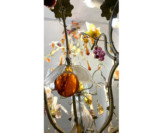 Chandelier with fruit in glass, late 19th century