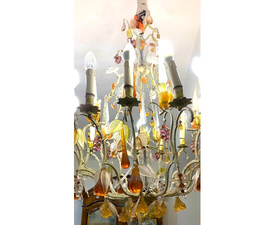 Chandelier with fruit in glass, late 19th century
