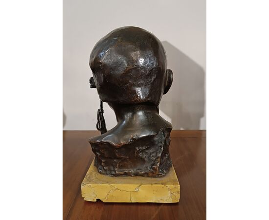 SMALL BRONZE STATUE OF CHILD WITH CAP BY P. PIRAINO EARLY 20TH CENTURY