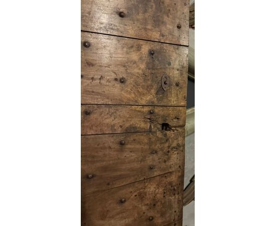 PTCR480 - Antique walnut door, studded, 18th century, dimensions cm W 75 x H 174