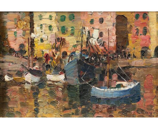 Erma Zago (Bovolone 1880 - Milan 1942) - The Port of Genoa.