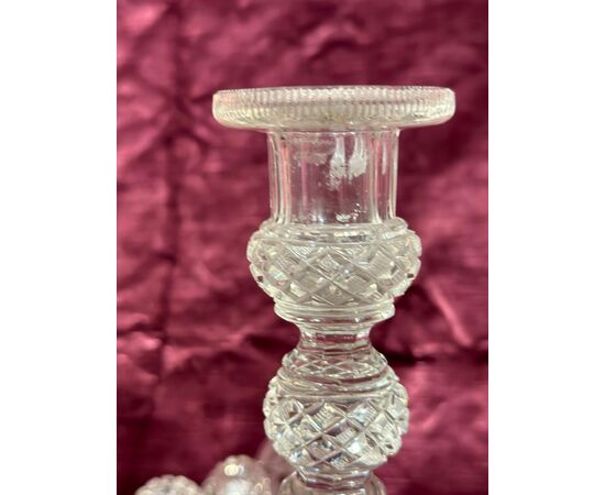 PAIR OF EARLY 20TH CENTURY CRYSTAL CANDLESTICKS