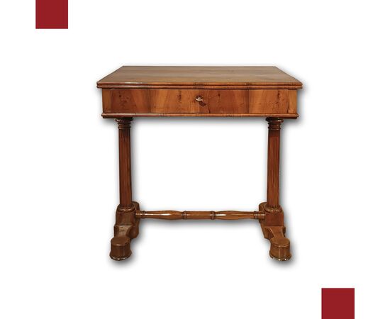 Small walnut table Charles X first 19th century