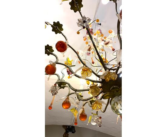 Chandelier with fruit in glass, late 19th century