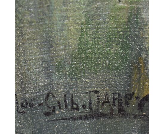 ANTIQUE FLOWER PAINTINGS, LILAC VASE, STILL LIFE, OIL ON CANVAS, ART NOUVEAU, EARLY 20TH CENTURY. (QF698)