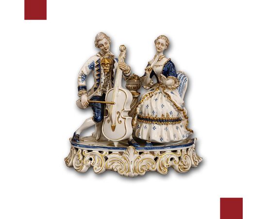 Porcelain sculptural group "Music Scene" late 19th century