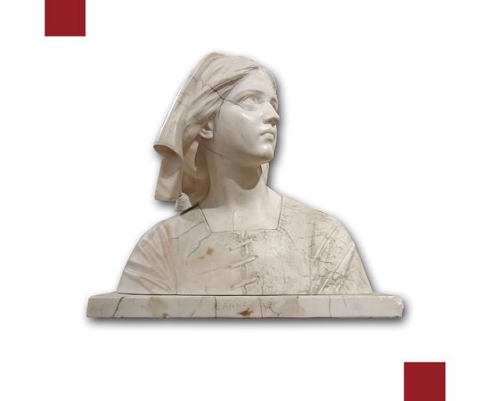 MARBLE BUST OF JOAN OF ARC, FIRST HALF OF THE 19TH CENTURY