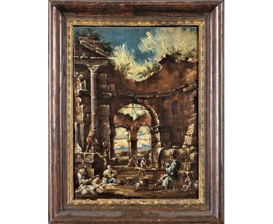 Capriccios with ruins and figures